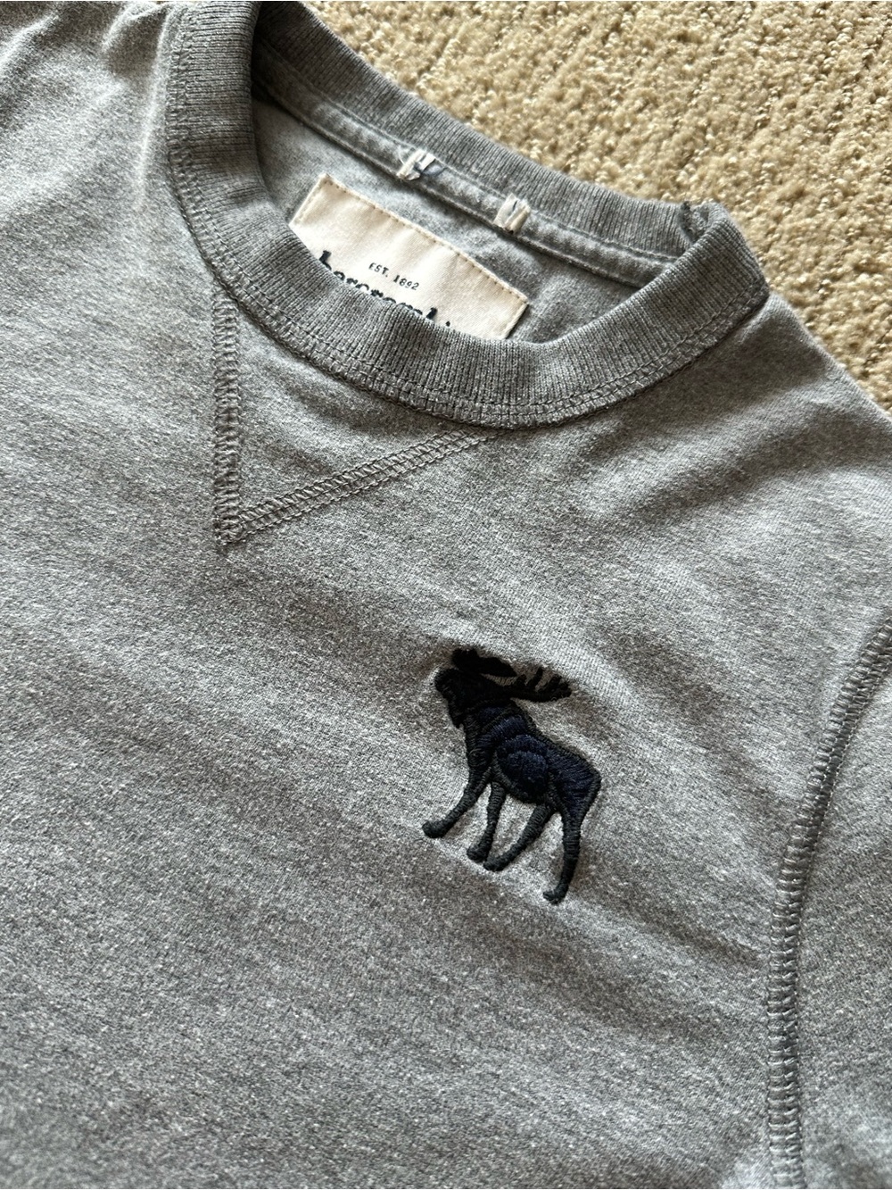 Abercrombie & Fitch Kids Gray Crewneck Sweatshirt with Moose Logo Size Large